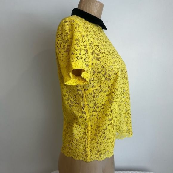 Zara Twee Women’s Cottagecore Peasant Collared Lace Blouse Top Collared Medium - Picture 3 of 9